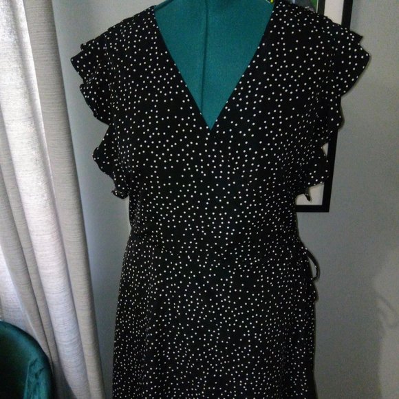 Urban Outfitters Josey Polka Dot Mini Wrap Dress Sz XL - Picture 14 of 16